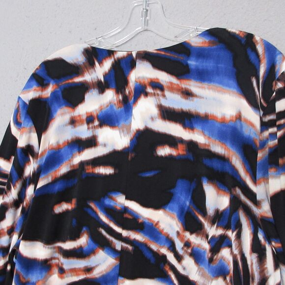 Calvin Klein Top Plus 2X Faux Wrap Abstract Print Buckle Party Career - Picture 9 of 11